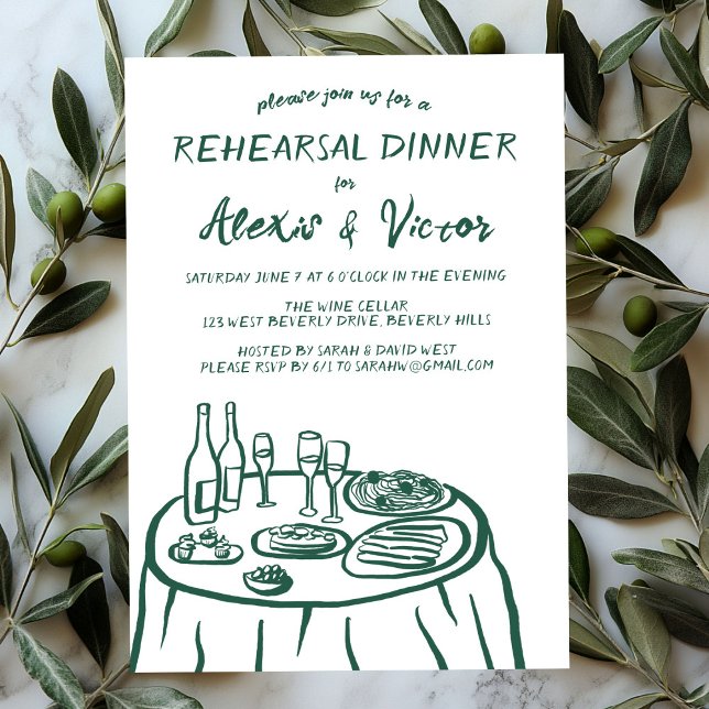 Whimsical Hand Drawn Rehearsal Dinner Table Custom Invitation (Whimsical Hand Drawn Rehearsal Dinner Table Custom Invitation
)