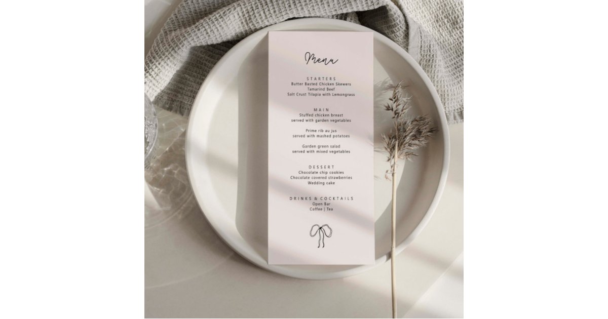 Whimsical Hand drawn ribbon Menu | Zazzle