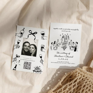 Whimsical Hand Drawn Scribble Wedding Invitation