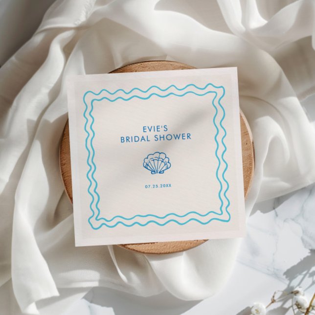 Whimsical Hand Drawn Shell Bridal Shower Napkin (Creator Uploaded)
