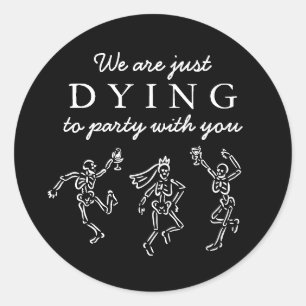 Whimsical Hand Drawn Skeletons Halloween Party Classic Round Sticker