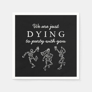 Whimsical Hand Drawn Skeletons Halloween Party Napkin