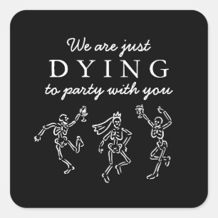 Whimsical Hand Drawn Skeletons Halloween Party Square Sticker