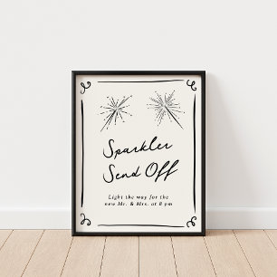 Whimsical Hand Drawn Sparkler Send Off Poster