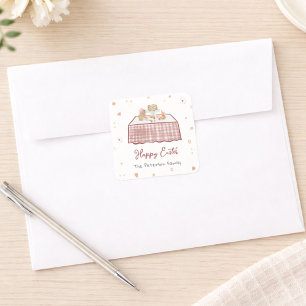 Whimsical Hand Drawn Spring Easter Brunch Square Sticker