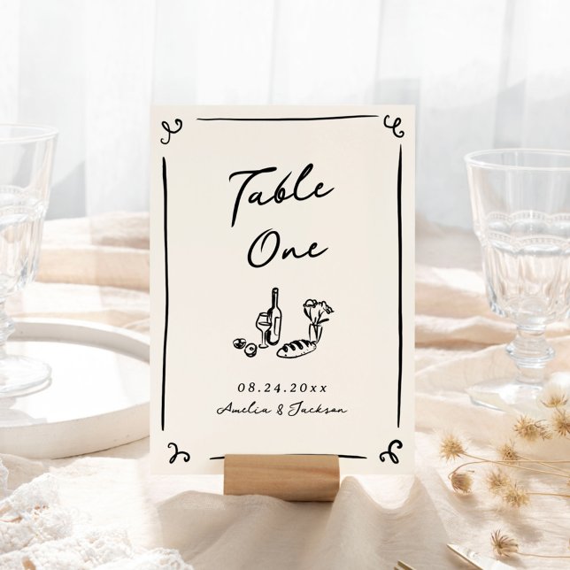 Whimsical Hand Drawn Table Number (Creator Uploaded)
