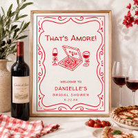 Whimsical Hand Drawn That's Amore Bridal Shower