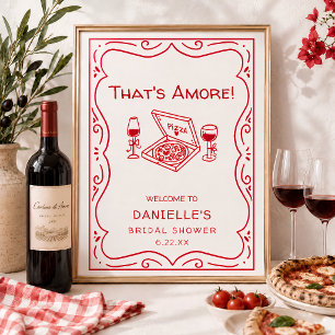 Whimsical Hand Drawn That's Amore Bridal Shower Poster
