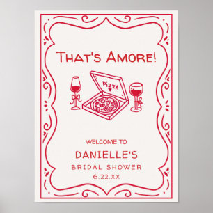Whimsical Hand Drawn That's Amore Bridal Shower Poster