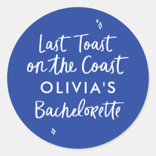 Whimsical hand drawn toast toast on the coast classic round sticker