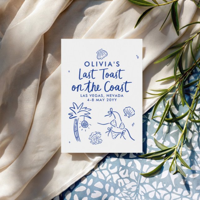 Whimsical hand drawn toast toast on the coast invitation (Creator Uploaded)