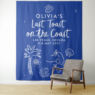 Whimsical hand drawn toast toast on the coast tapestry
