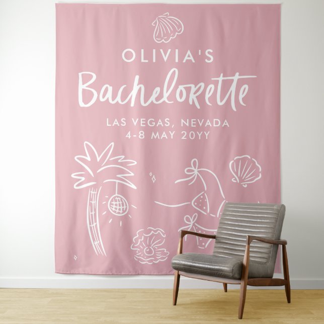 Whimsical hand drawn toast toast on the coast tapestry (In Situ)