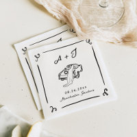 Whimsical Hand Drawn Vintage Car Wedding