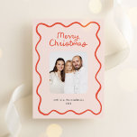 Whimsical Hand Drawn Wavy Border Christmas Photo Holiday Card<br><div class="desc">Send your family Christmas greetings with this whimsical Christmas photo card featuring a doodle, hand-drawn wavy border frame and charming handwritten script that says "Merry Christmas". This quirky, fun and playful card comes in orange, but you can change the colour. The back of the card also has space to enter...</div>