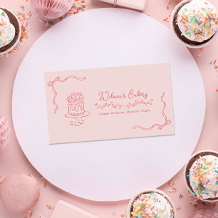 Whimsical Hand Drawn Wedding Cake Bakary Business Card