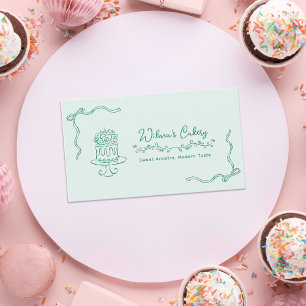 Whimsical Hand Drawn Wedding Cake Bakary Business Card