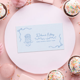 Whimsical Hand Drawn Wedding Cake Bakary Business Card