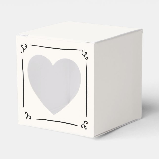 Whimsical Hand Drawn Wedding Favor Box (Front Side)