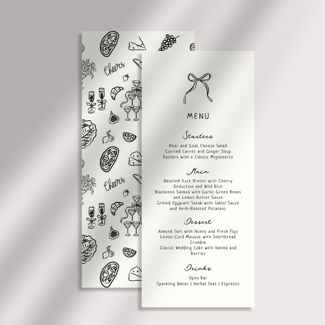 Whimsical, Hand drawn Wedding Flat Menu (Creator Uploaded)