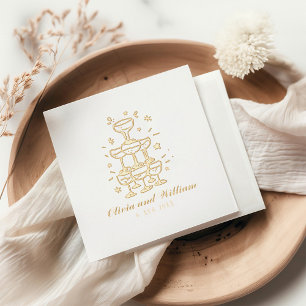 Whimsical Hand Drawn Wedding Foil Napkins