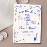 Whimsical Hand Drawn Wedding French Navy Blue Save The Date<br><div class="desc">Set the tone for your wedding with this whimsical hand-drawn save the date photo card! Featuring delicate, artistic details and a personalized photo, this design beautifully blends creativity and charm. The soft, elegant typography enhances the romantic theme, while the customizable details ensure it aligns perfectly with your special day. Ideal...</div>