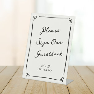Whimsical Hand Drawn Wedding Guestbook Sign