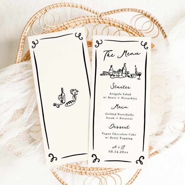 Whimsical Hand Drawn Wedding Menu (Creator Uploaded)