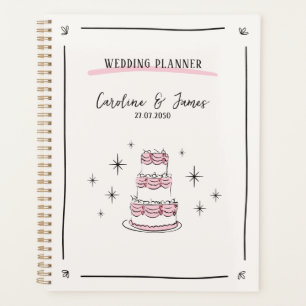 Whimsical Hand-Drawn Wedding Planner with Cake
