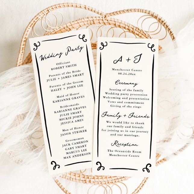 Whimsical Hand Drawn Wedding Program + Party (Creator Uploaded)