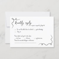 Whimsical hand drawn Wedding RSVP Card