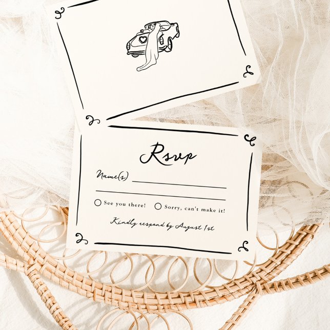 Whimsical Hand Drawn Wedding RSVP Invitation (Creator Uploaded)