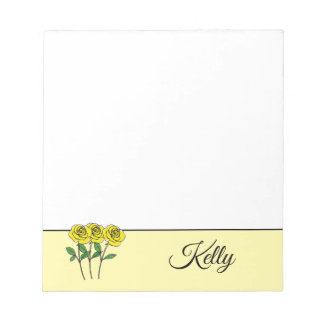 Whimsical Hand Drawn Yellow Roses Notepad