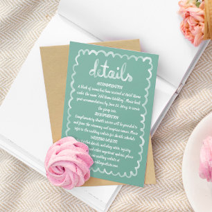 Whimsical Hand Illustrated Olive Green White Frame Enclosure Card
