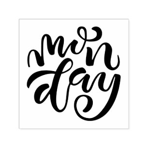 Whimsical Hand Lettered Monday Script Self-inking Stamp