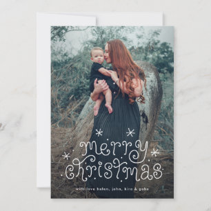 Whimsical Hand-lettering Merry Christmas Starry Holiday Card