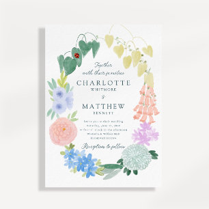 Whimsical Hand Painted Floral Wedding Invitation