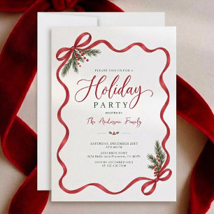 Whimsical Hand Written Script Christmas Party Invitation