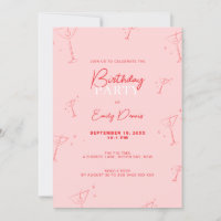 Whimsical Handdrawn martini Birthday Party
