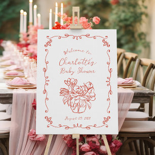 Whimsical Handwritten Illustrated Baby Shower Sign