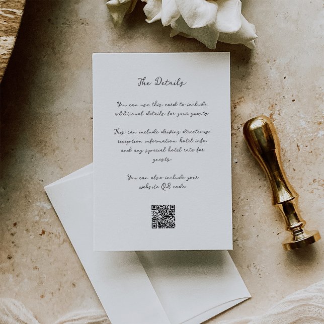 Whimsical Handwritten Script | Details and QR Code Enclosure Card (Creator Uploaded)