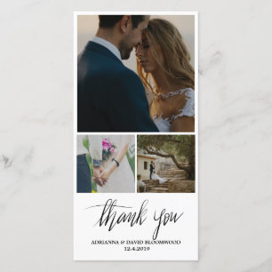 Whimsical Handwritten Thank You Wedding Three Card