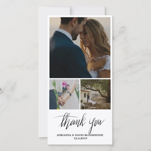 Whimsical Handwritten Thank You Wedding Three Card (Front)