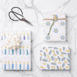 Whimsical Hanukkah assorted  Wrapping Paper Sheet<br><div class="desc">Hanukkah motifs in whimsical patterns for holiday gift wrap.</div>