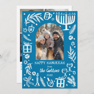 Whimsical Hanukkah Cute Custom Arch 4 PHOTO  Holiday Card