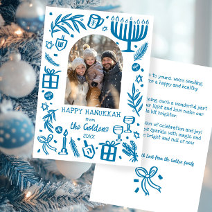 Whimsical Hanukkah Cute Custom Arch PHOTO  Holiday Card