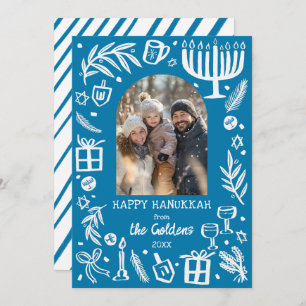 Whimsical Hanukkah Cute Custom Arch PHOTO  Holiday Card