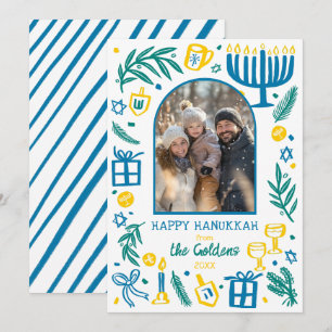 Whimsical Hanukkah Cute Custom Arch PHOTO  Holiday Card
