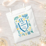 Whimsical Hanukkah Holiday Cute Driedel Custom Favour Bag<br><div class="desc">Perfect cute custom favour bag! Hand made art for you! Perfect for a winter, hanukkah, holiday party or other event. FULLY CUSTOMIZABLE! Click on “Personalize” above to edit the text. Click "edit using design tool" to adjust the fonts, colours and placements. (check my shop for alternate designs too) THANK YOU...</div>