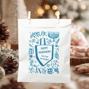 Whimsical Hanukkah Holiday Cute Driedel Custom Favour Bag